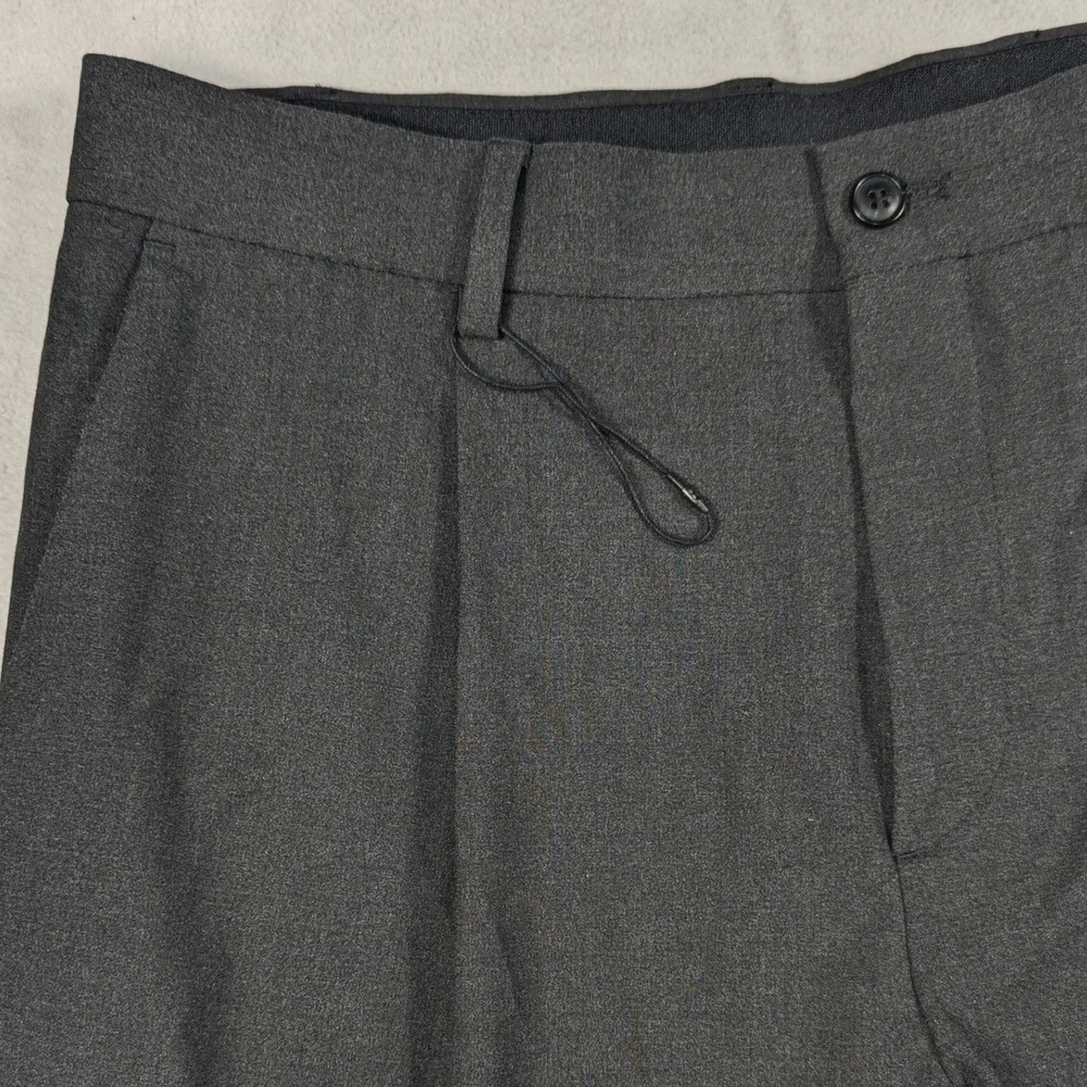 Zara Man Pleated Dress Pants Charcoal Gray Slim Straight Trousers Mens 31